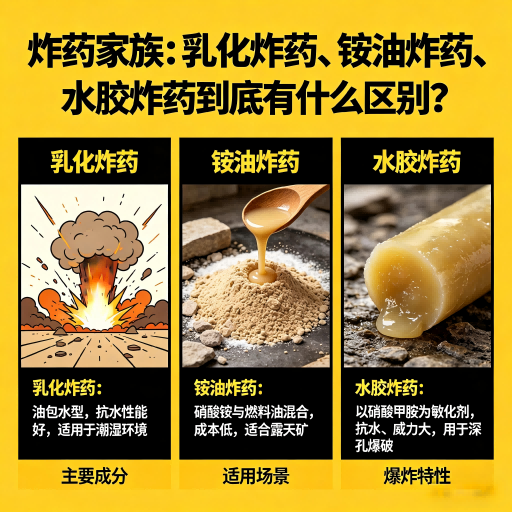 元门乡炸药家族：乳化炸药、铵油炸药、水胶炸药到底有什么区别？